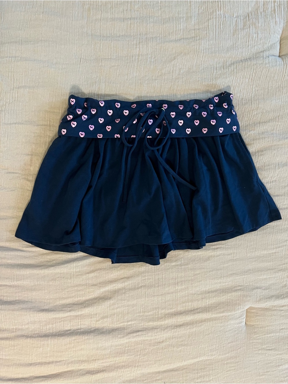 PINK Victoria's Secret Navy Skirt with Pink Heart Waistband
